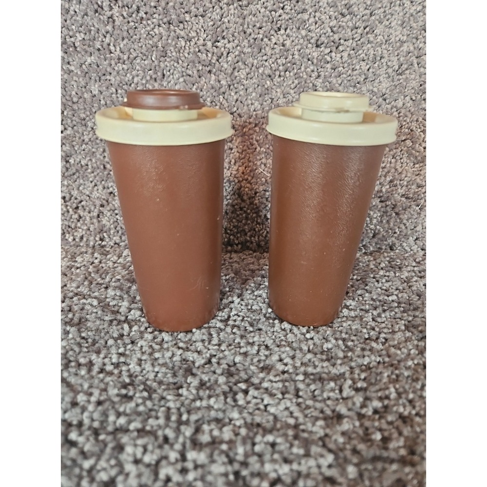 Tupperware Vintage Brown Salt And Pepper Shakers NICE CLEAN Set